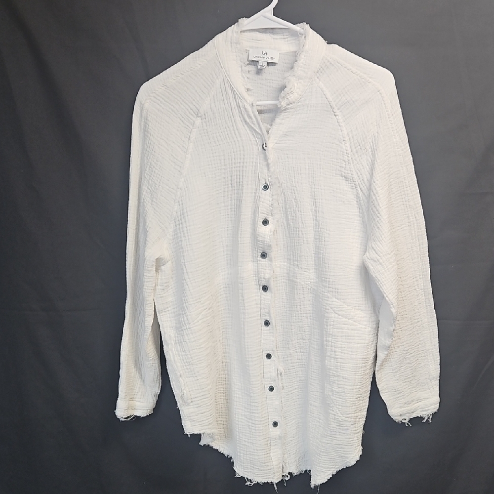 Urban Daisy White Fringed Button-Up Shirt